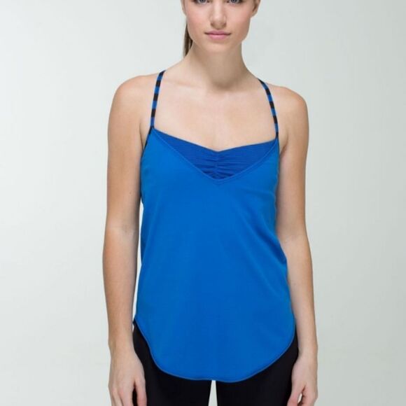 Lululemon Roll Out Tank  Baroque Blue / Mini Hyper Stripe Baroque Blue / Apex St - Picture 1 of 5